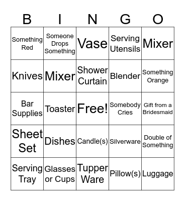 Gift Opening BINGO Card