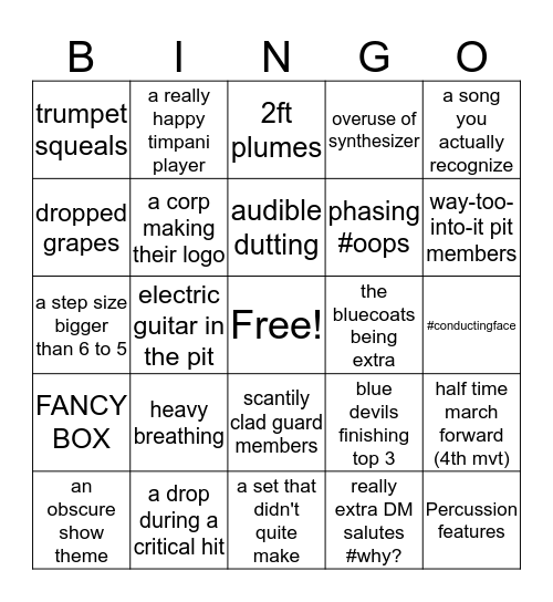 DCI Champtionship Bingo Card