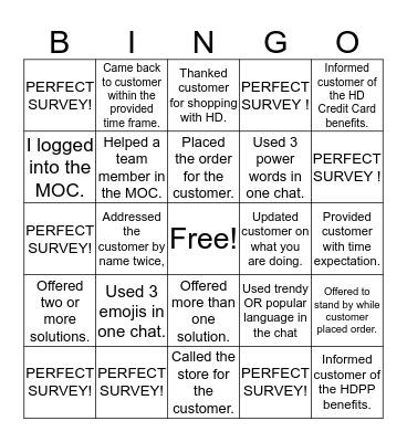 HD BINGO  Bingo Card