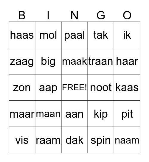 Maan Bingo Card
