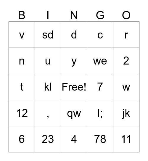 Rugrats Bingo Card