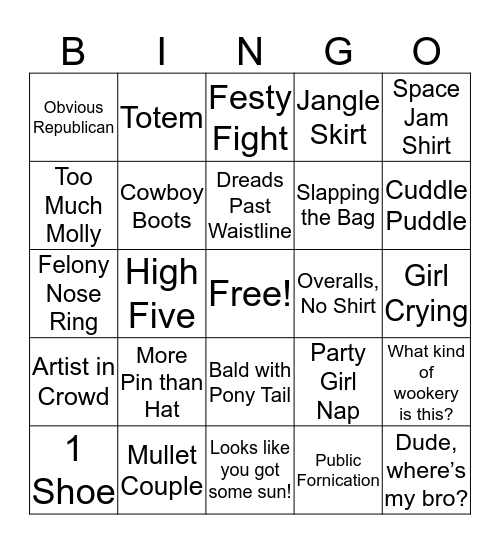 Instagram @Festy_Bingo Card