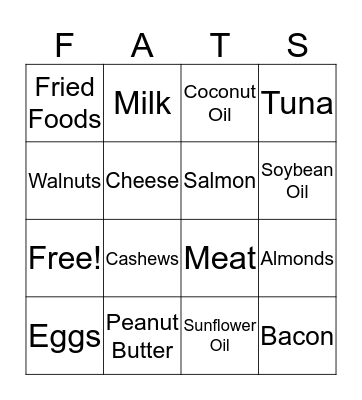 Fun with Fats Bingo Card