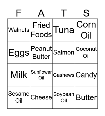 Fun with Fats Bingo Card