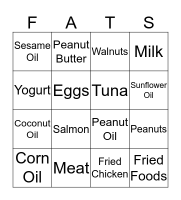 Fun with Fats Bingo Card