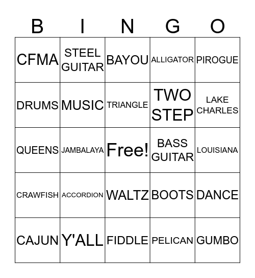 SINGEAUX Bingo Card