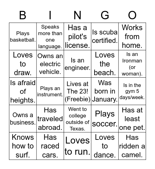 Find a neighbor at The 23 who... Bingo Card