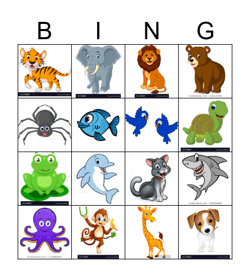 Animal Bingo! Bingo Card