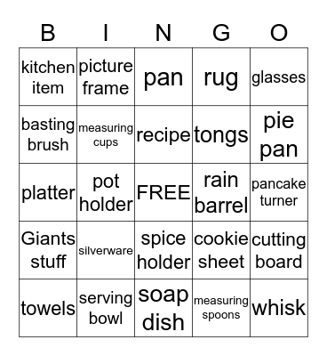Kate's Wedding Shower Bingo Card