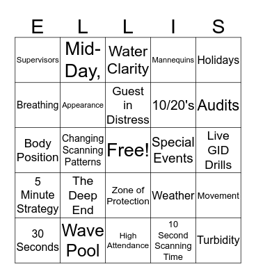 SAC Bingo Card