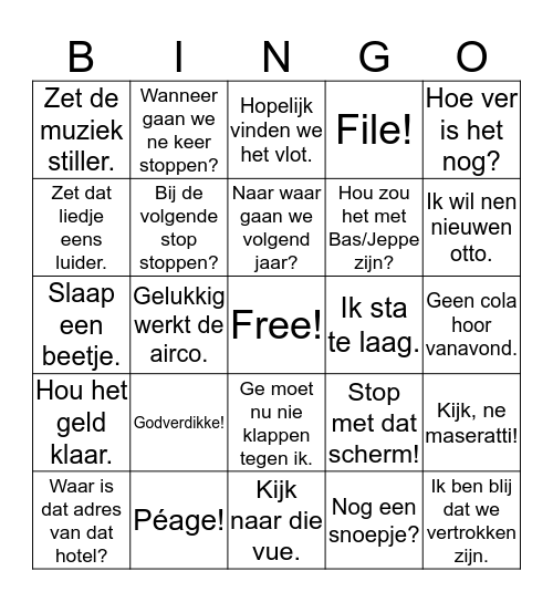 Vakantiebingo Remietjes Bingo Card