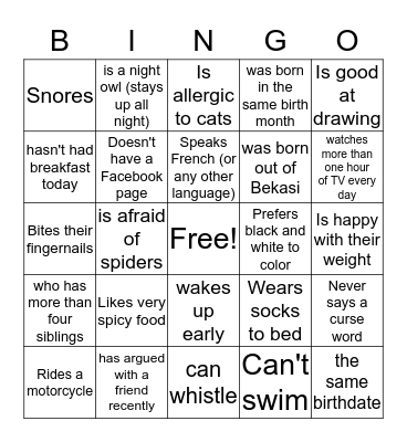 Find People Who Bingo Card