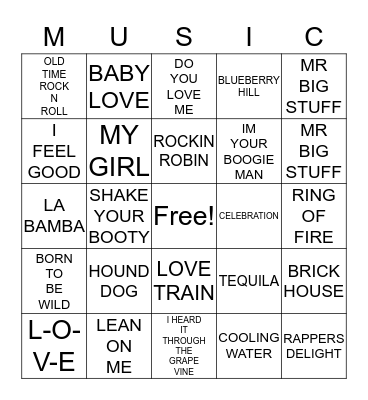 WAY BACK BINGO Card