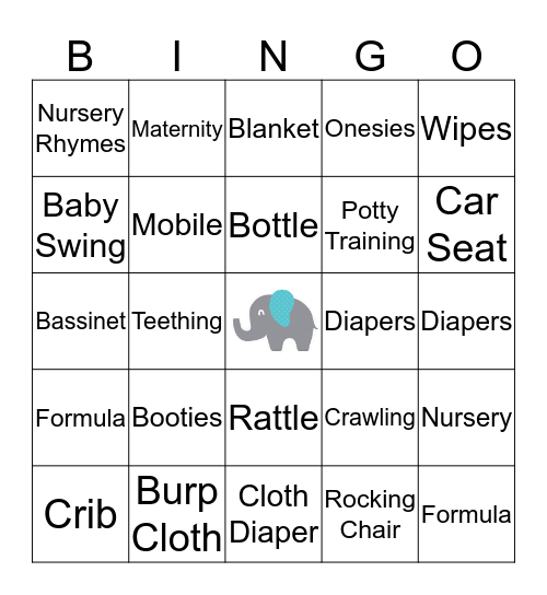 Christine's Baby Shower Bingo Card