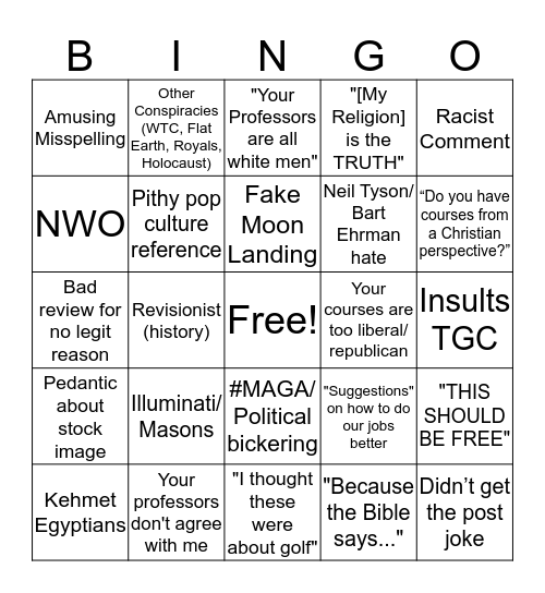 Social Mod Bingo Card