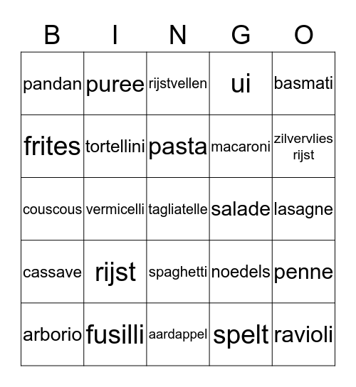 Woordbingo Culinair Bingo Card