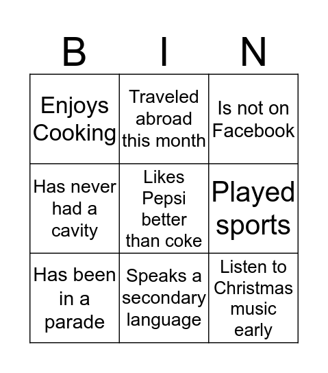 Untitled Bingo Card