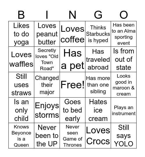 Go Scots! BINGO Card