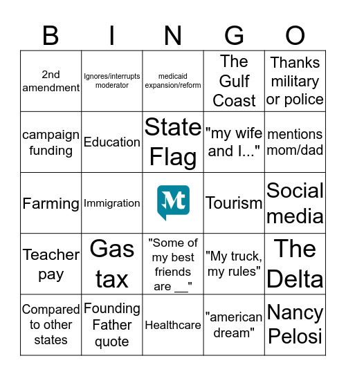 2019 GOP Gubernatorial Debate Bingo Card
