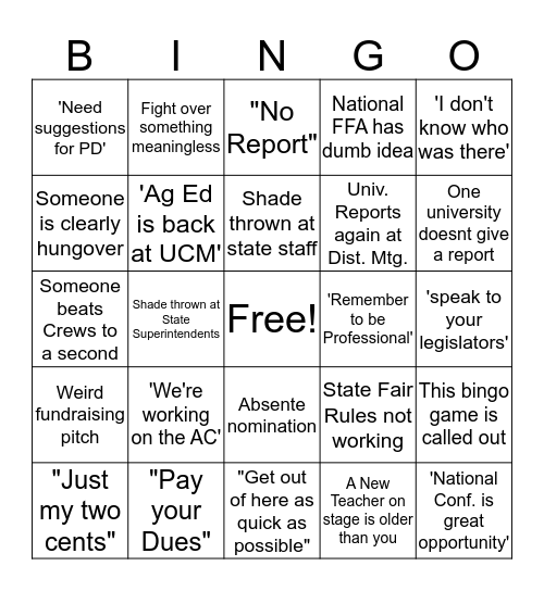 MVATA Bingo Card