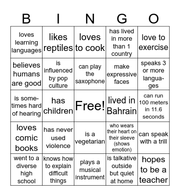 Find Someone Who... Bingo Card