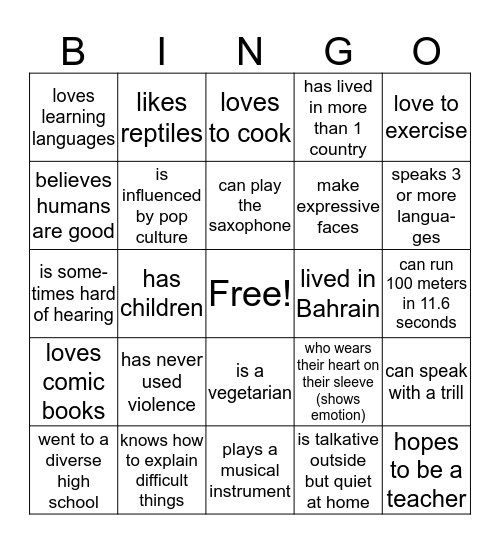 Find Someone Who... Bingo Card