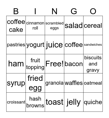 Brunch in July  Bingo Card