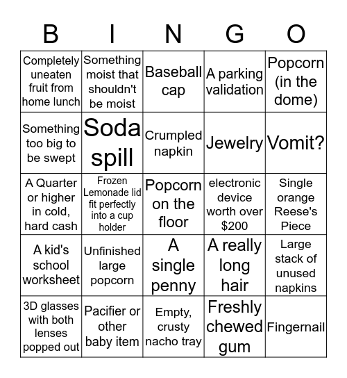 Theaters Bingo Card