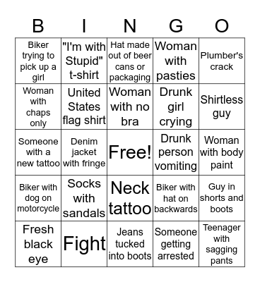 Sturgis Week Bingo 2019 Bingo Card