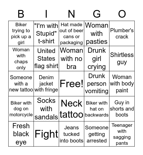 Sturgis Week Bingo 2019 Bingo Card