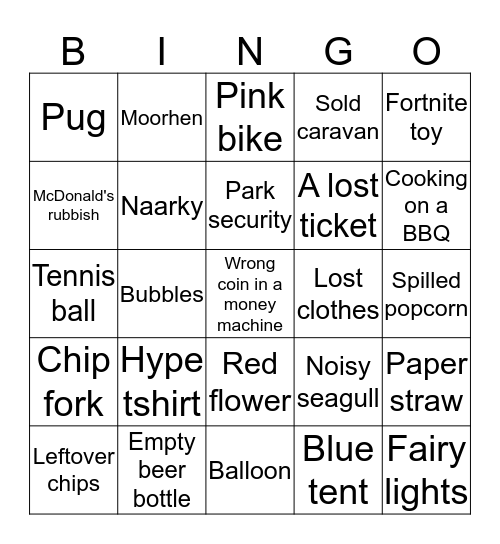 Kessingland Bingo Card