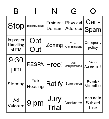 Government Bingo Card