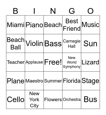 Cello and Basses Bingo Card