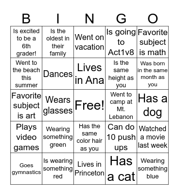 Find someone who... Bingo Card