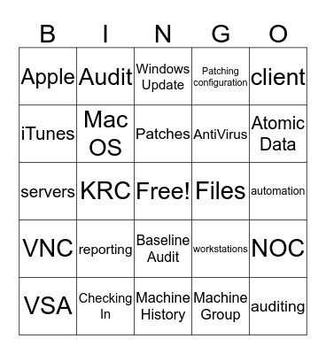 KASEYA VSA BINGO Card