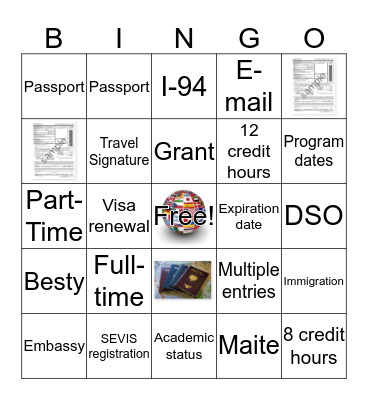 Visa Regulations Bingo Card