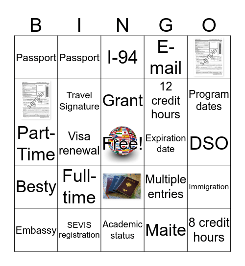 Visa Regulations Bingo Card