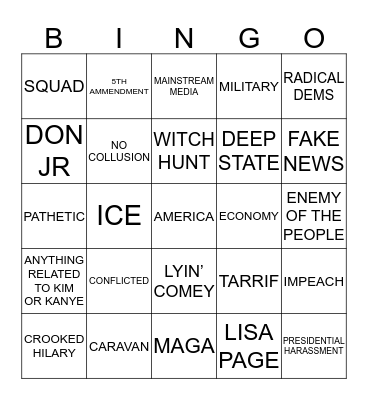 Trump Tweet Bingo:  Mueller Time Bingo Card