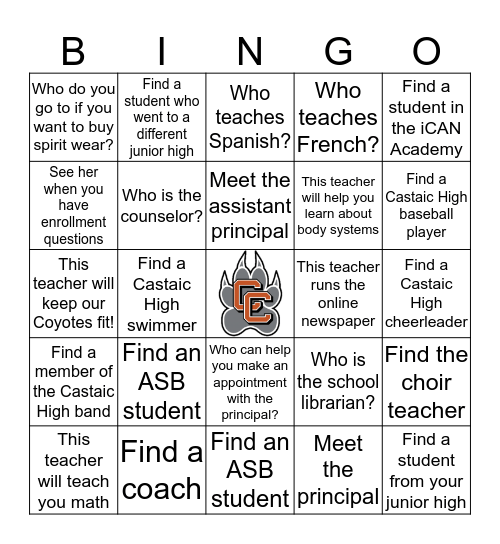 Pack Pass Bingo Card