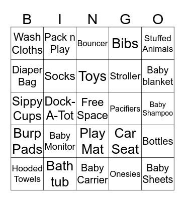 Ali Marie's Baby Shower Bingo Card
