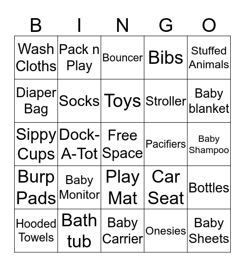Ali Marie's Baby Shower Bingo Card