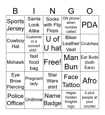 Dustin's Blackout  Bingo Card