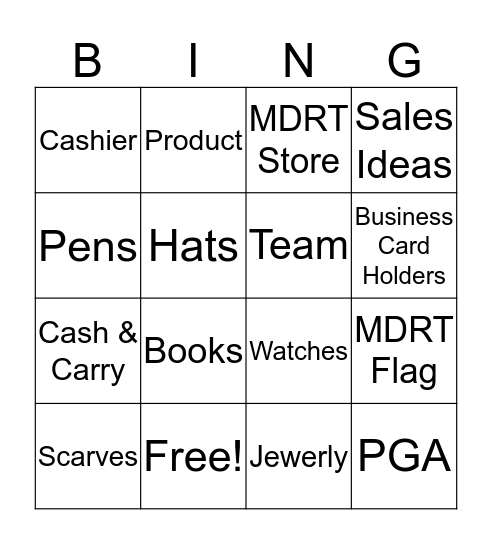 MDRT STORE TEAM Bingo Card