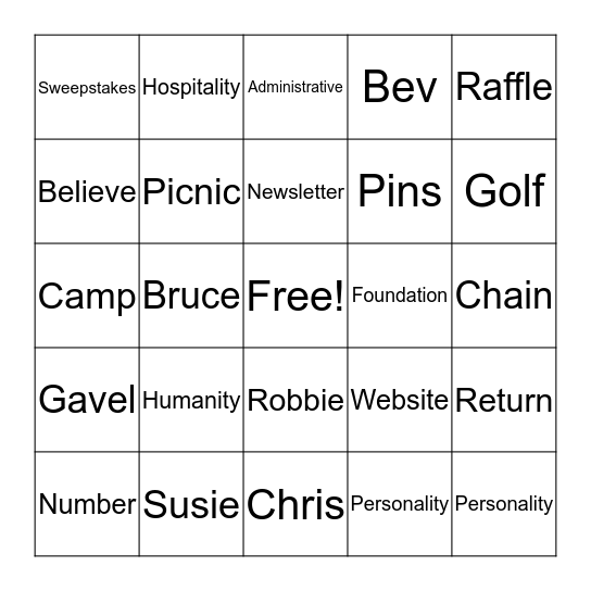 Senate Bingo Card