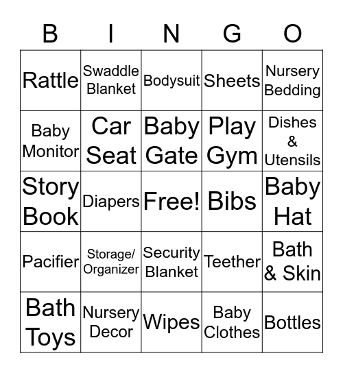 Estefania's Baby Shower  Bingo Card