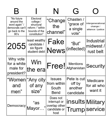 July Debate Bingo! Bingo Card