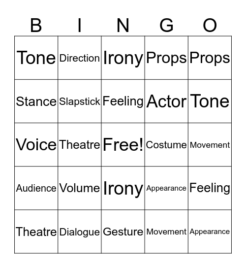 Drama Bingo Card