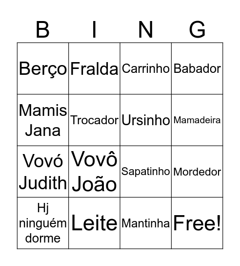 Bingo da Manu Bingo Card