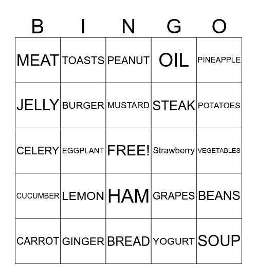FOOD & FRUITS Bingo Card