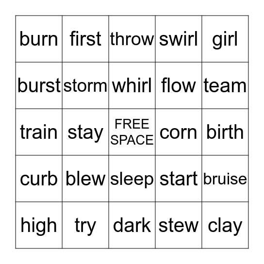 Vocabulary BINGO Card